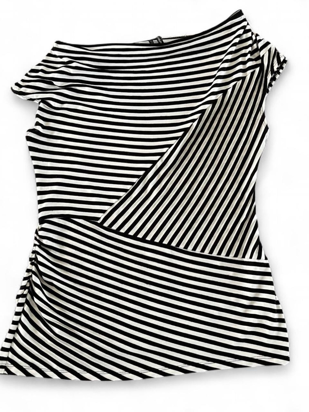 Black White Striped Off The Shoulder Top